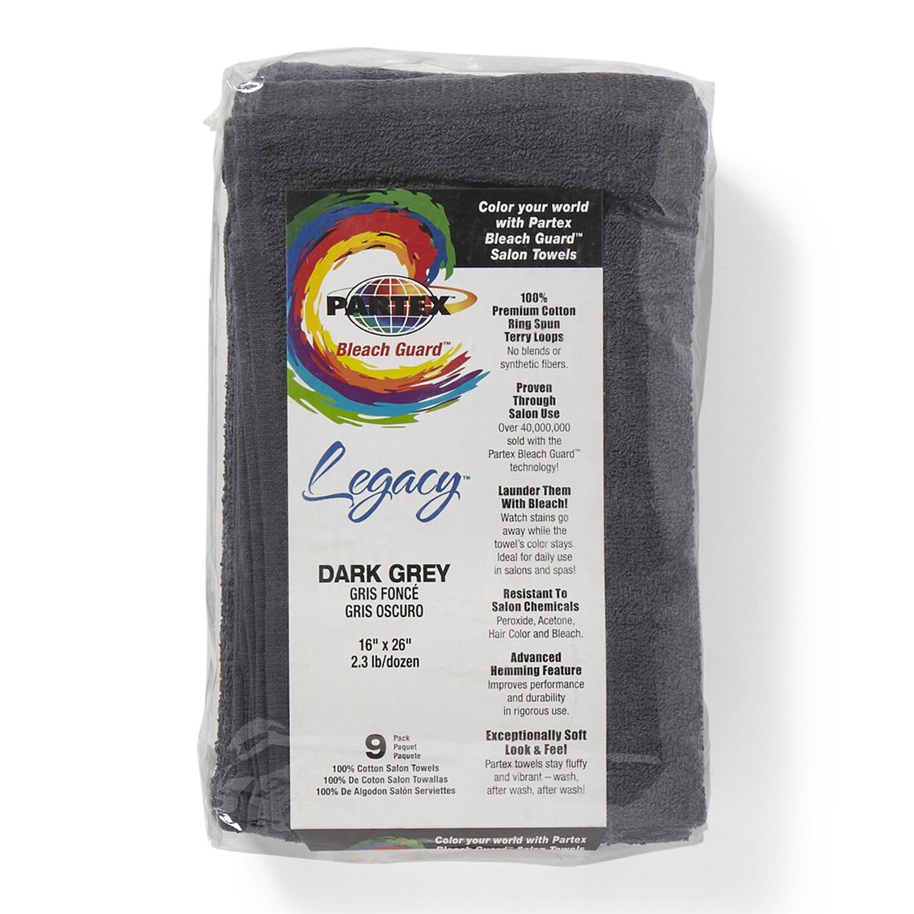 PARTEX BLEACH GUARD TOWELS GRIS OSCURO LEGACY CADA UNA EA