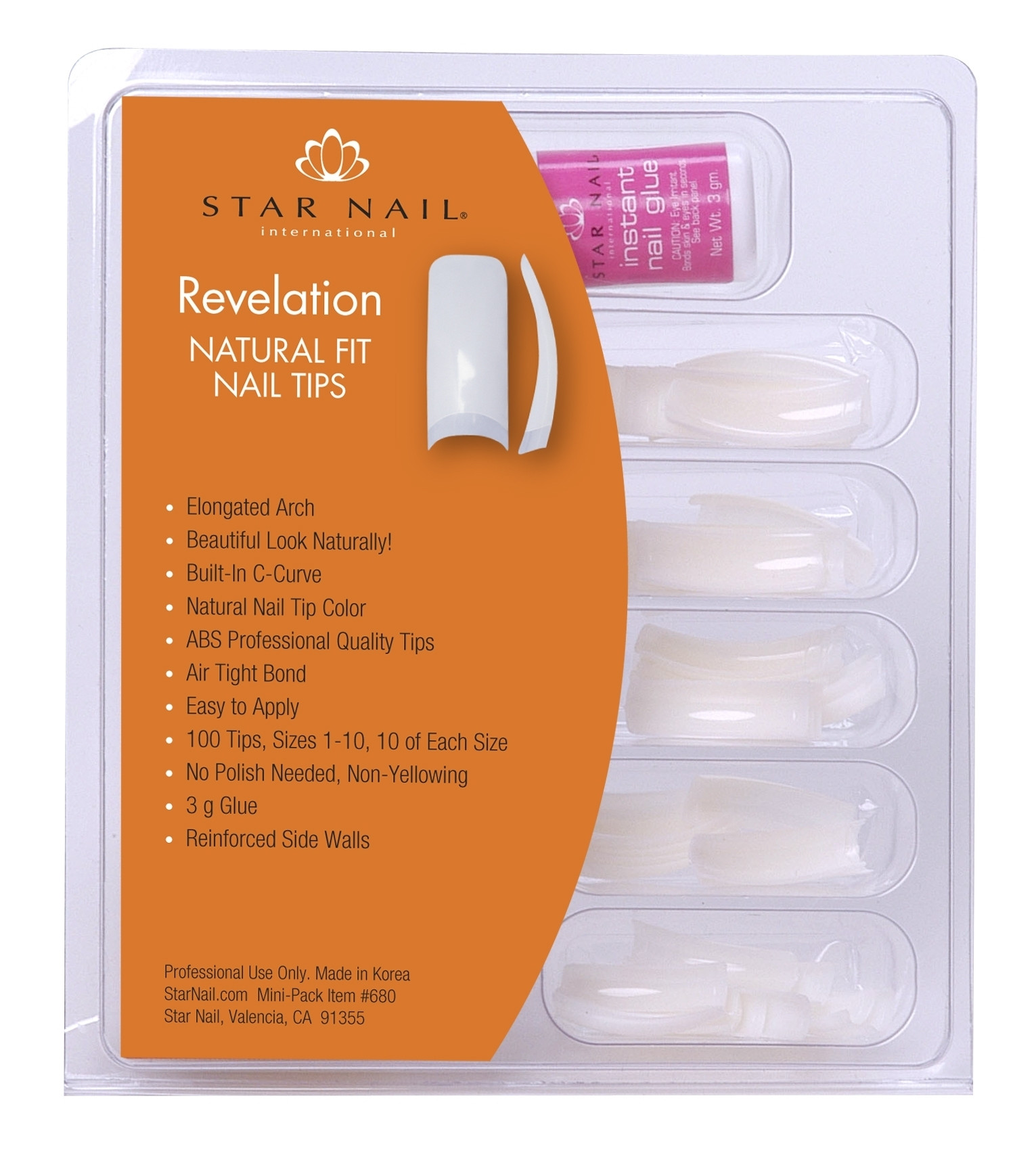 STAR NAIL INTERNATIONAL REVELATION NATURAL FIT NAIL TIPS B/100  #680