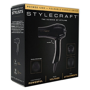 STYLECRAFT PEEWEE 1200 FOLDING HANDLE DUAL VOLTAGE COMPACT TRAVEL HAIR DRYER