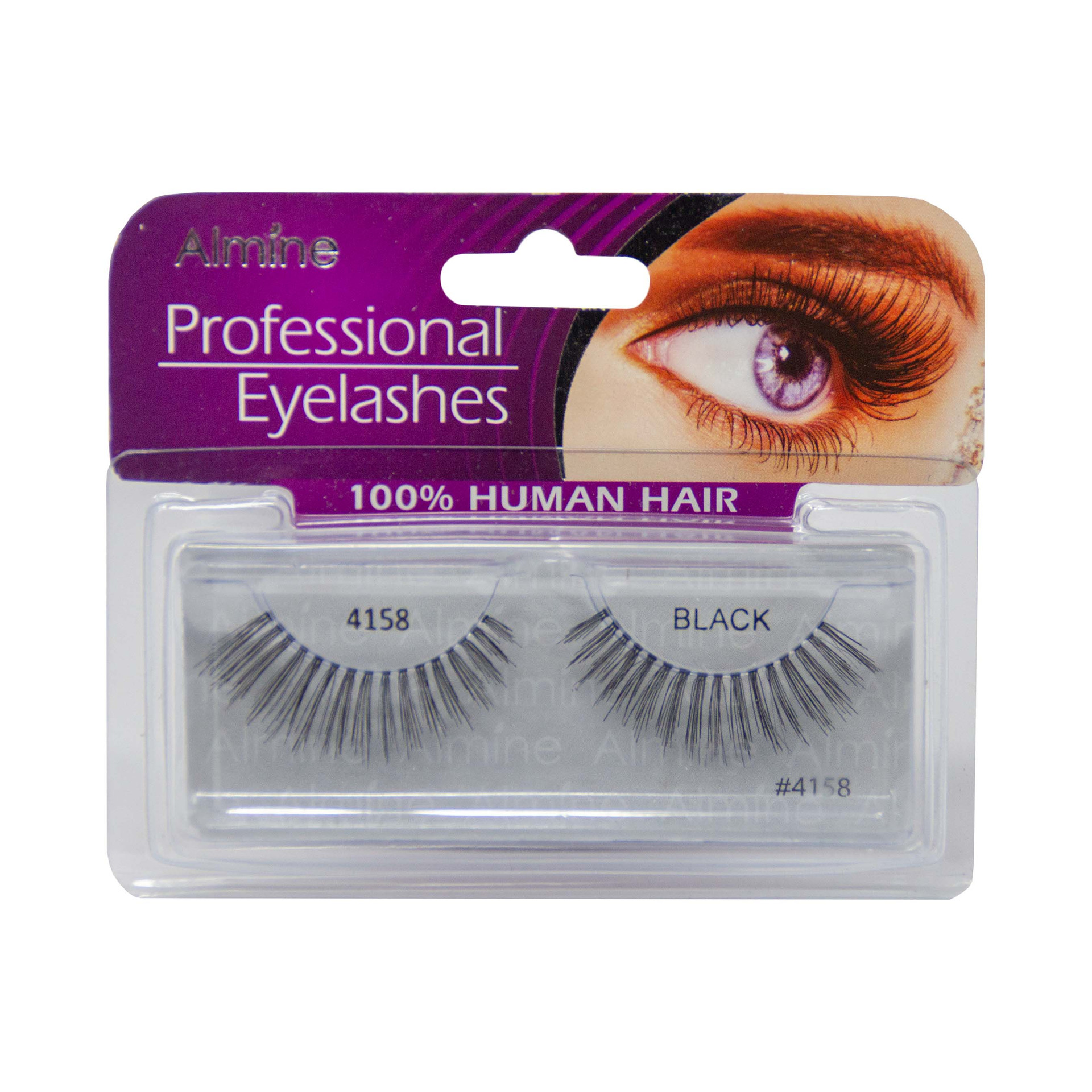 ALMINE PROFESSIONAL EYELASH BLACK 100% HUMAN HAIR #4158