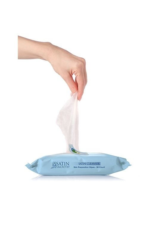 SATIN SMOOTH SATIN CLEANSER SKIN PREPARATION WIPES 50 COUNT