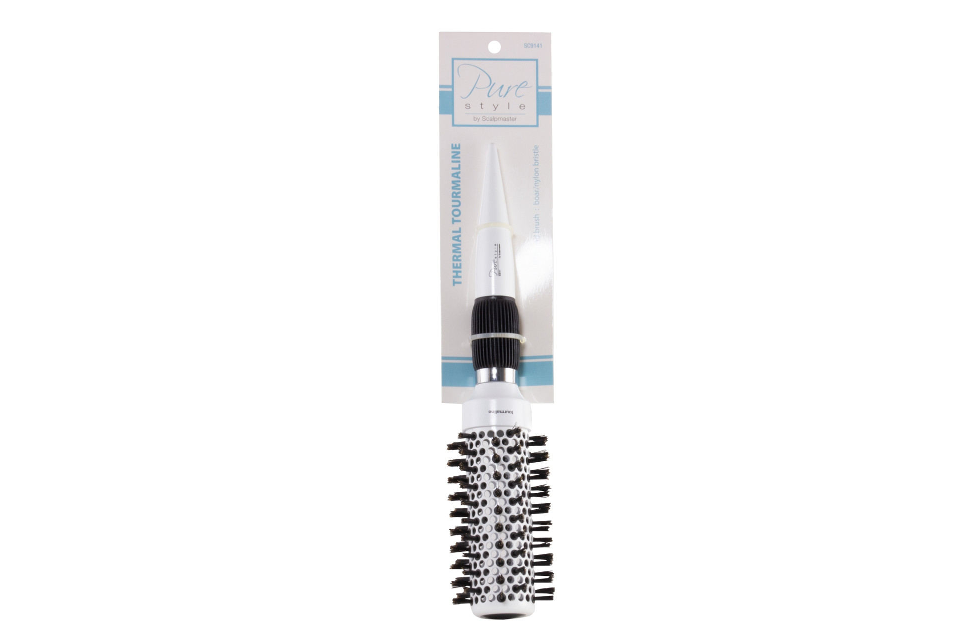 THERMAL TOURMALINE 2-1/4 INCH ROUND BRUSH: BOARD/NYLON BRISTLE 2 OZ