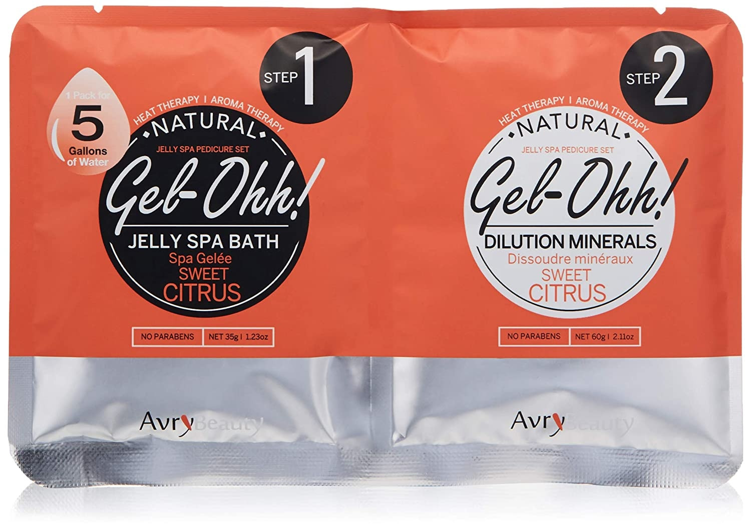 AVRY BEAUTY GEL-OHH! JELLY SPABATH PEDICURE SWEET CITRUS KIT #1 Y #2