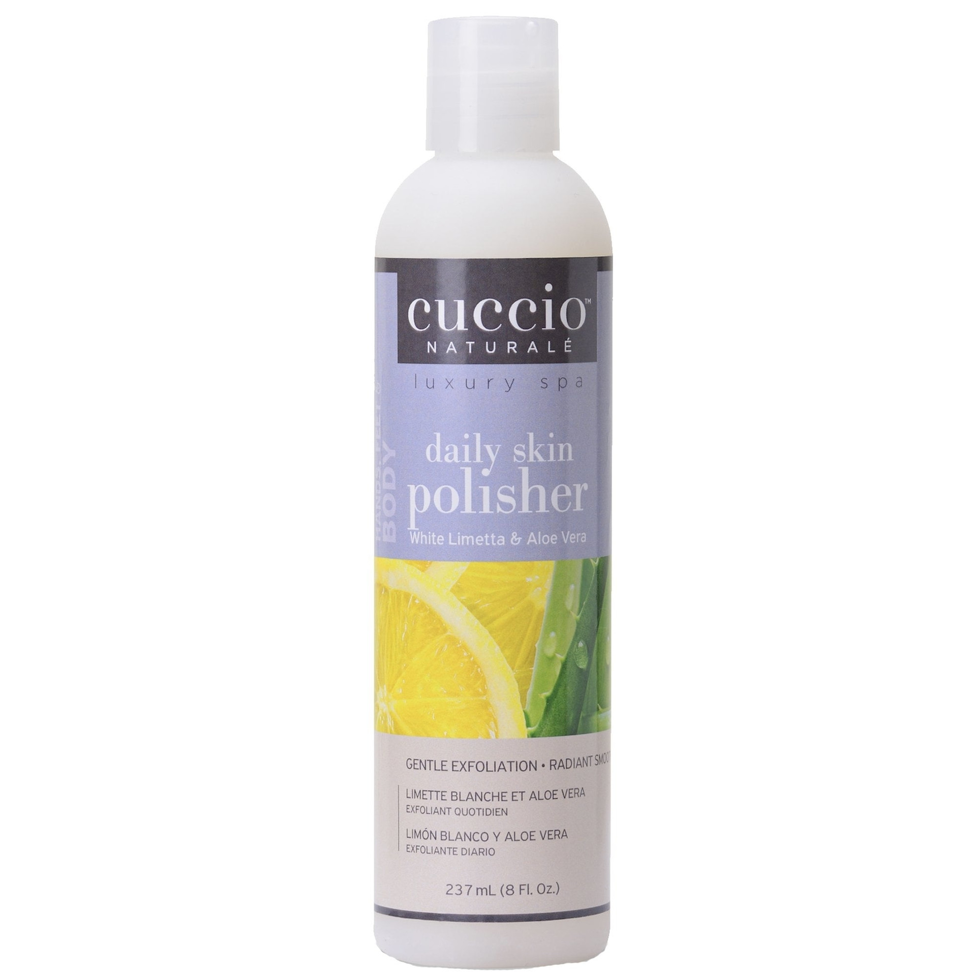 CUCCIO NATURALES LUXURY SPA DAILY SKIN POLISHER WHITE LIMETTA & ALOE VERA EXFOLLIANT QUOTIDIEN 8 OZ.