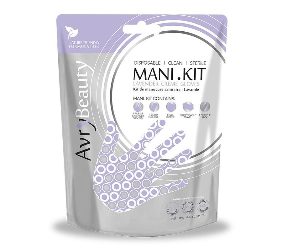 AVRY BEAUTY ALL IN ONE MANI KIT LAVANDER CREME GLOVE