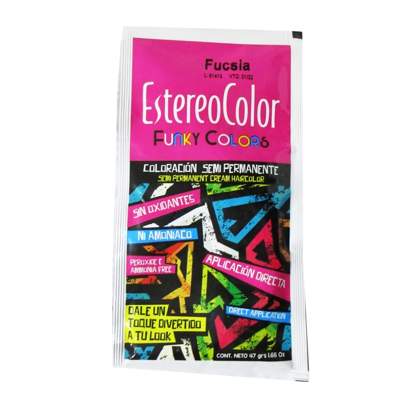 ESTEREO COLOR FUNKY COLOR SEMI PEERMANET CREAM HAIR COLOR FUCSIA 1.66 OZ