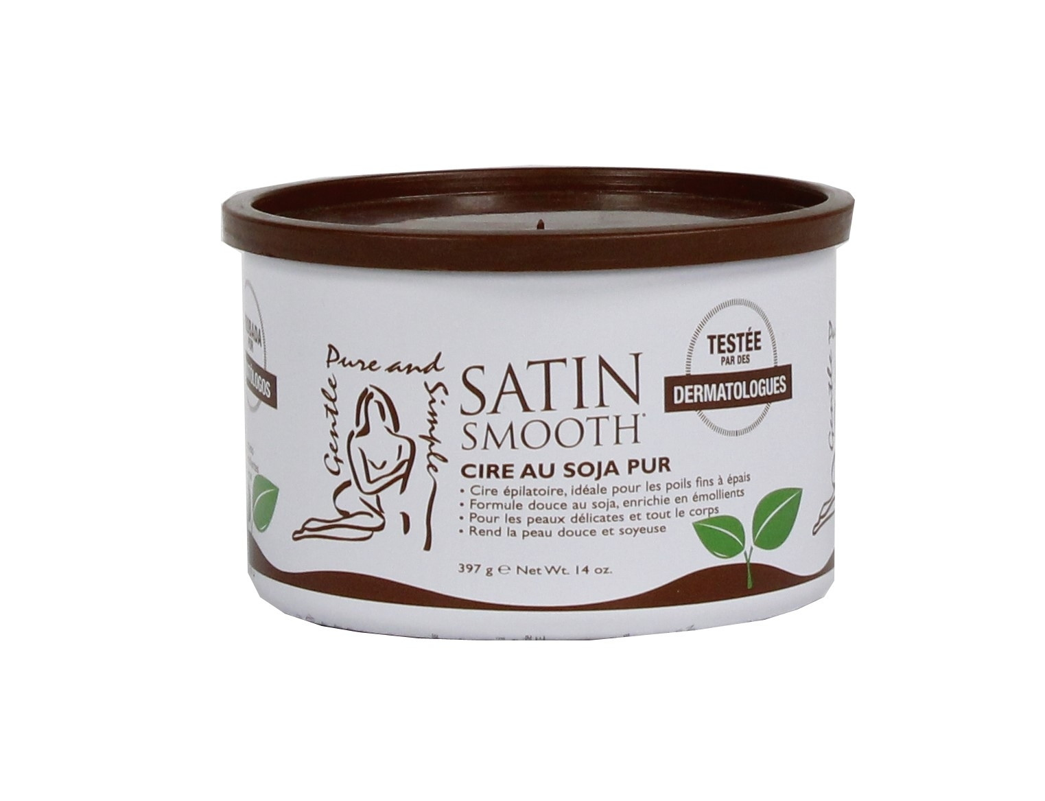 SATIN SMOOTH NATURAL PURE AND SIMPLE WAX SATIN SOY 14 OZ