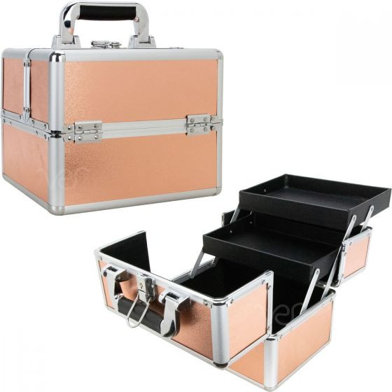 MALETA PARA ORGANIZAR MAQUILLAJE O PRODUCTOS ROSE GOLD