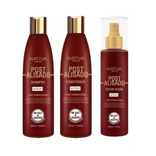 KATIVA KERATIN POST ALISADO CHAMPÚ, 
ACONDICIONADOR & SERUM