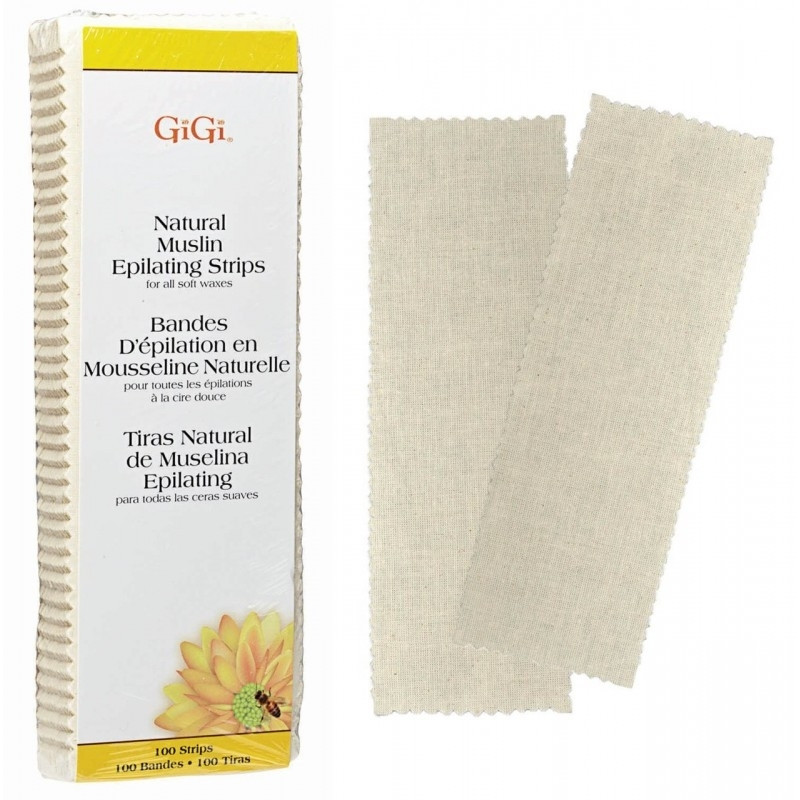 GIGI NATURAL MUSLIN EPILATING STRIPS FOR ALL SOFT WAXES LARGE PK 100