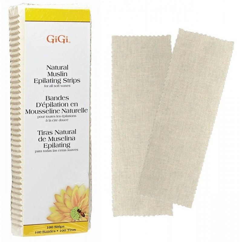 GIGI NATURAL MUSLIN EPILATING STRIPS FOR ALL SOFT WAXES LARGE PK 100