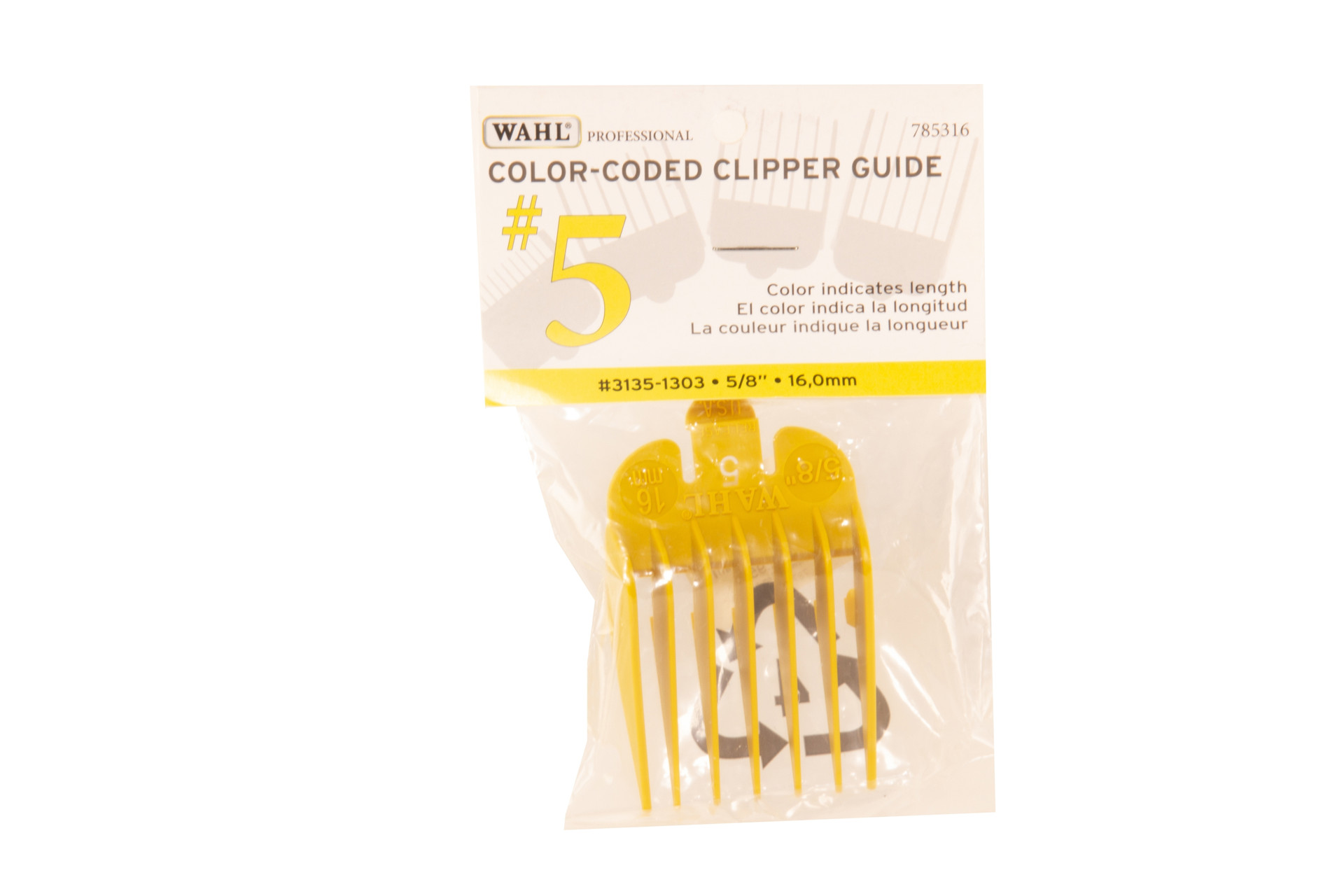 WALH PROFESSIONAL COLOR CODE CLIPPER GUIDE #5  #3135-1303 5/8" COLOR YELLOW