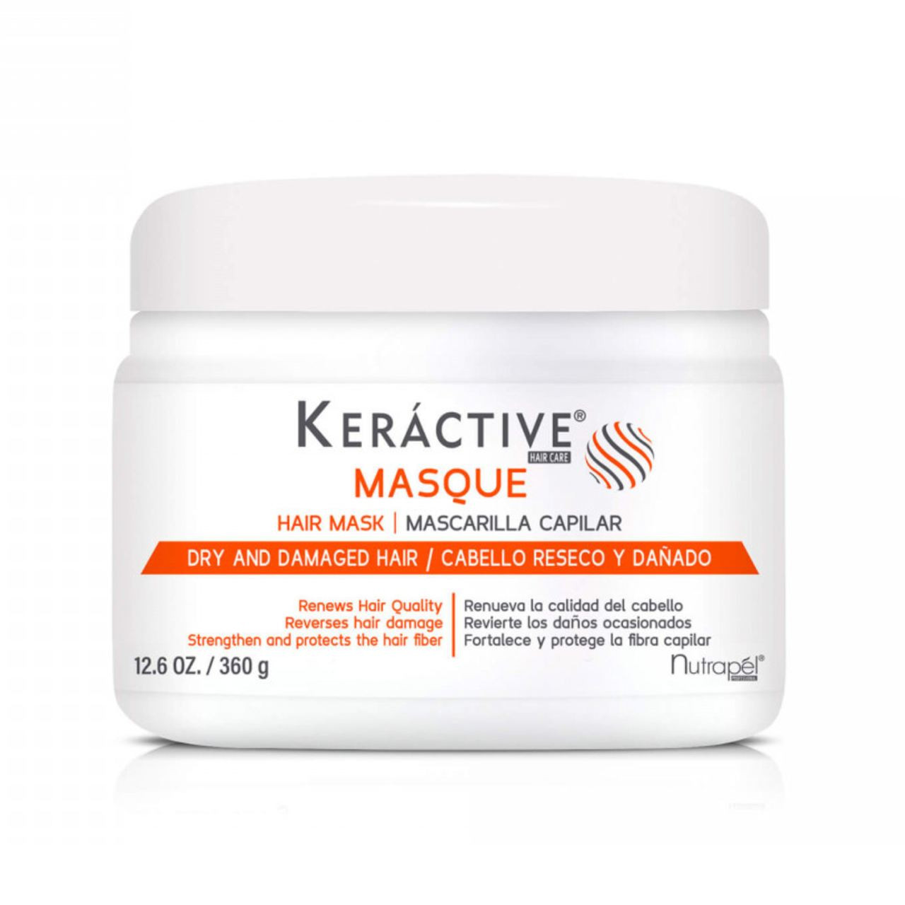NUTRAPEL KERACTIVE MASQUE
PARA CABELLO RESECO & DAÑADO 12.6 OZ