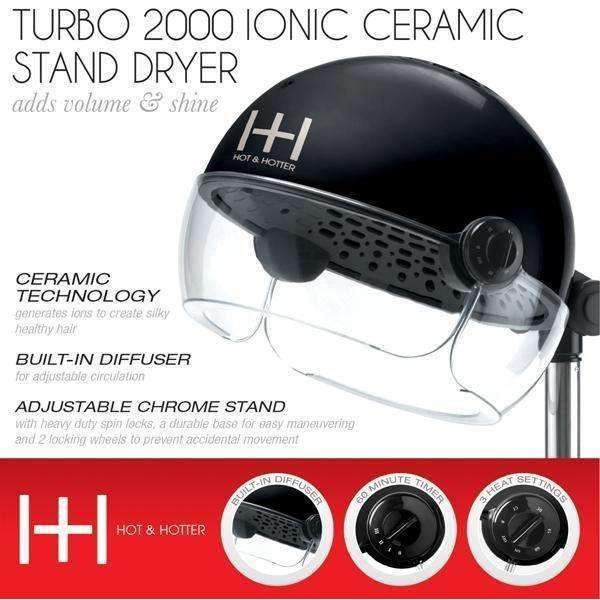 SECADORA HOT & HOTTER STAND HAIR DRYER BLACK