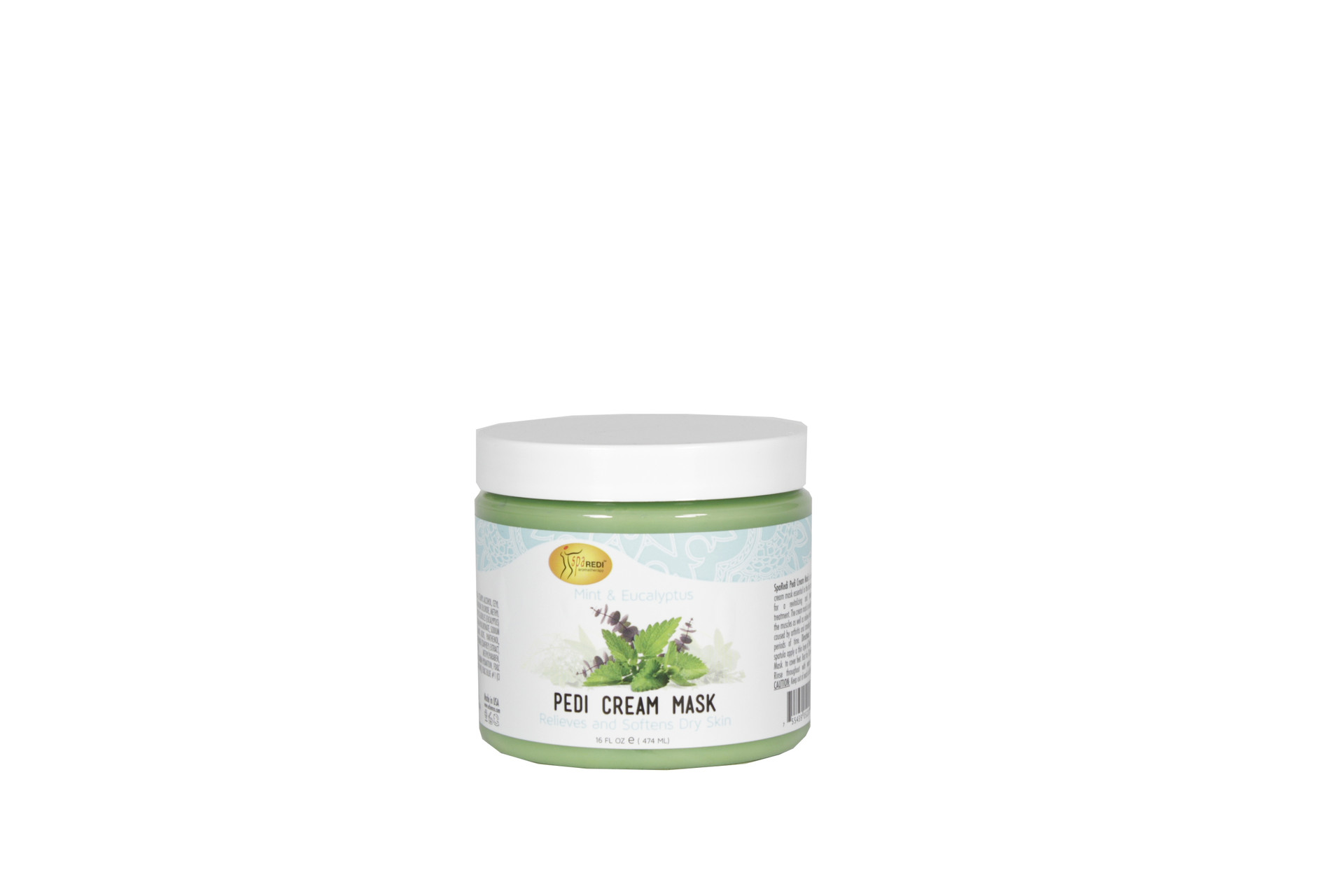 SPA REDI PEDI CREAM MASK RELIEVES AND SOFTENS DRY SKIN MINT & EUCALYPTUS 16 OZ