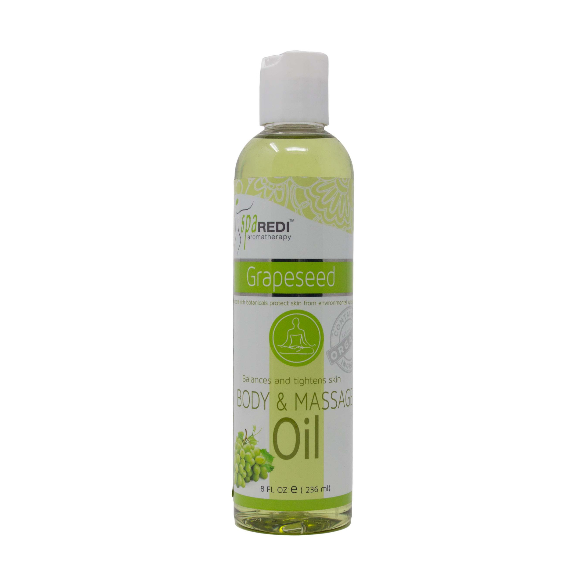 SPA REDI AROMATHERAPY BODY & MASSAGE OIL GRAPESEED 8 OZ