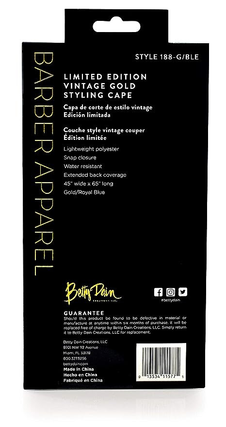 BETTY DAIN CREATIONS BARBER APPAREAL LIMITED EDITION VINTAGE GOLD STYLING CAPE #188-G/BLE