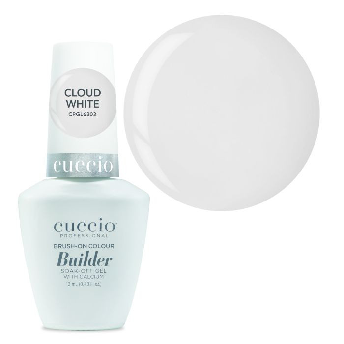 CUCCIO PROFESSIONAL BUILDER BRUSH-ON COLOUR SOAK-OFF GEL WITH CALCIUM CLOUD WHITE 13ML