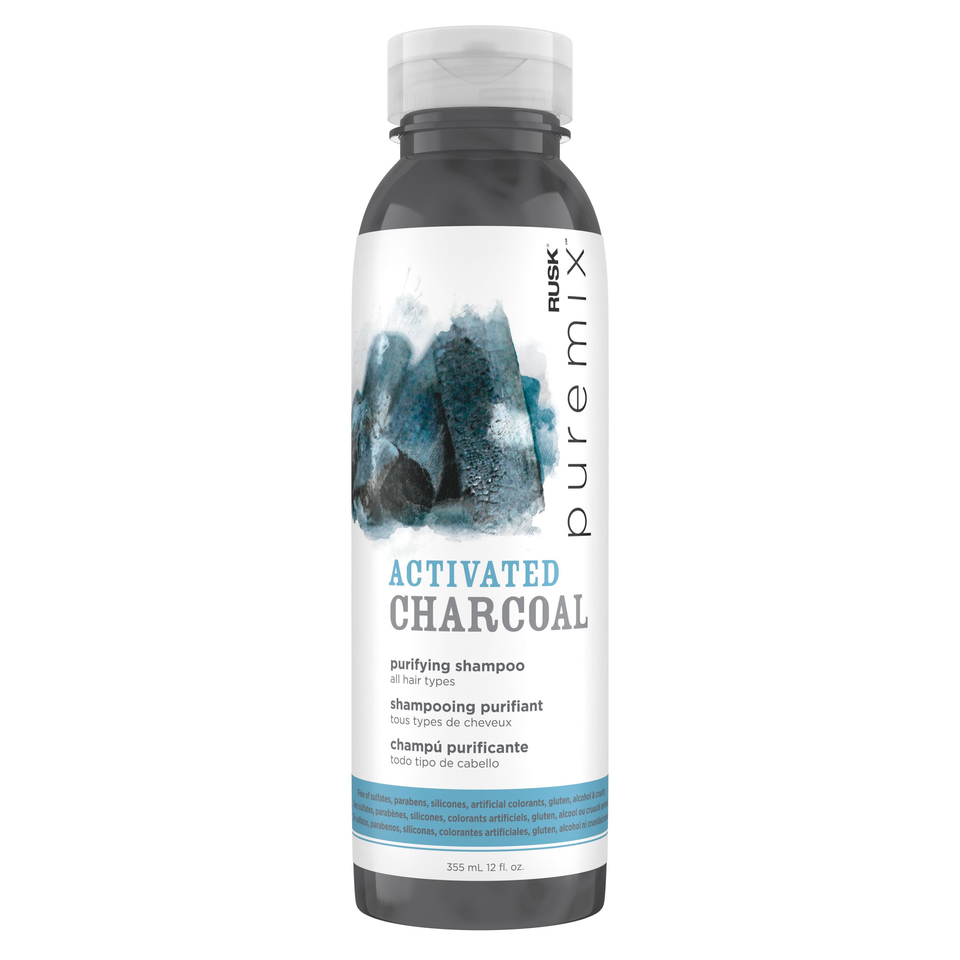 RUSK PUREMIX ACTIVATED CHARCOAL PURIFYING SHAMPOO 12 OZ
