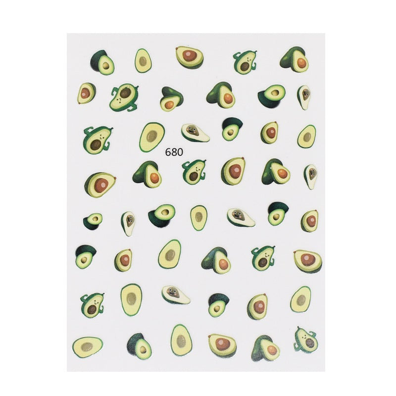 CALCOMANIA DE LAS UÑAS CON DISEÑO DE AGUACATE