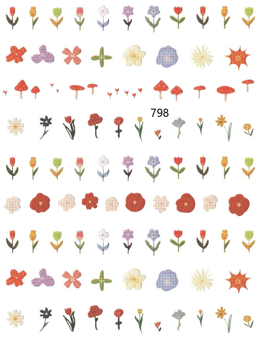 CALCOMANIA PARA LAS UÑAS DE FLORES Y HONGOS