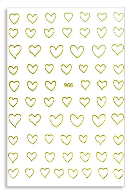 CALCOMANIA PARA LAS UÑAS CON DISEÑO DE CORAZONES ORO