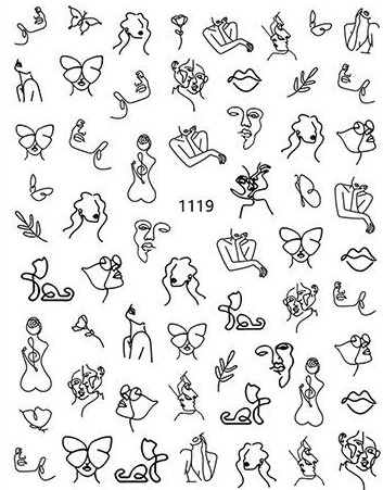 CALCOMANIA DE UÑAS CON DISEÑO DE CARA Y CUERPO