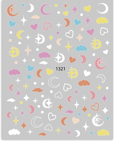 CALCOMANIA PARA LAS UÑAS CON DISEÑO DE LUNAS Y NUBES