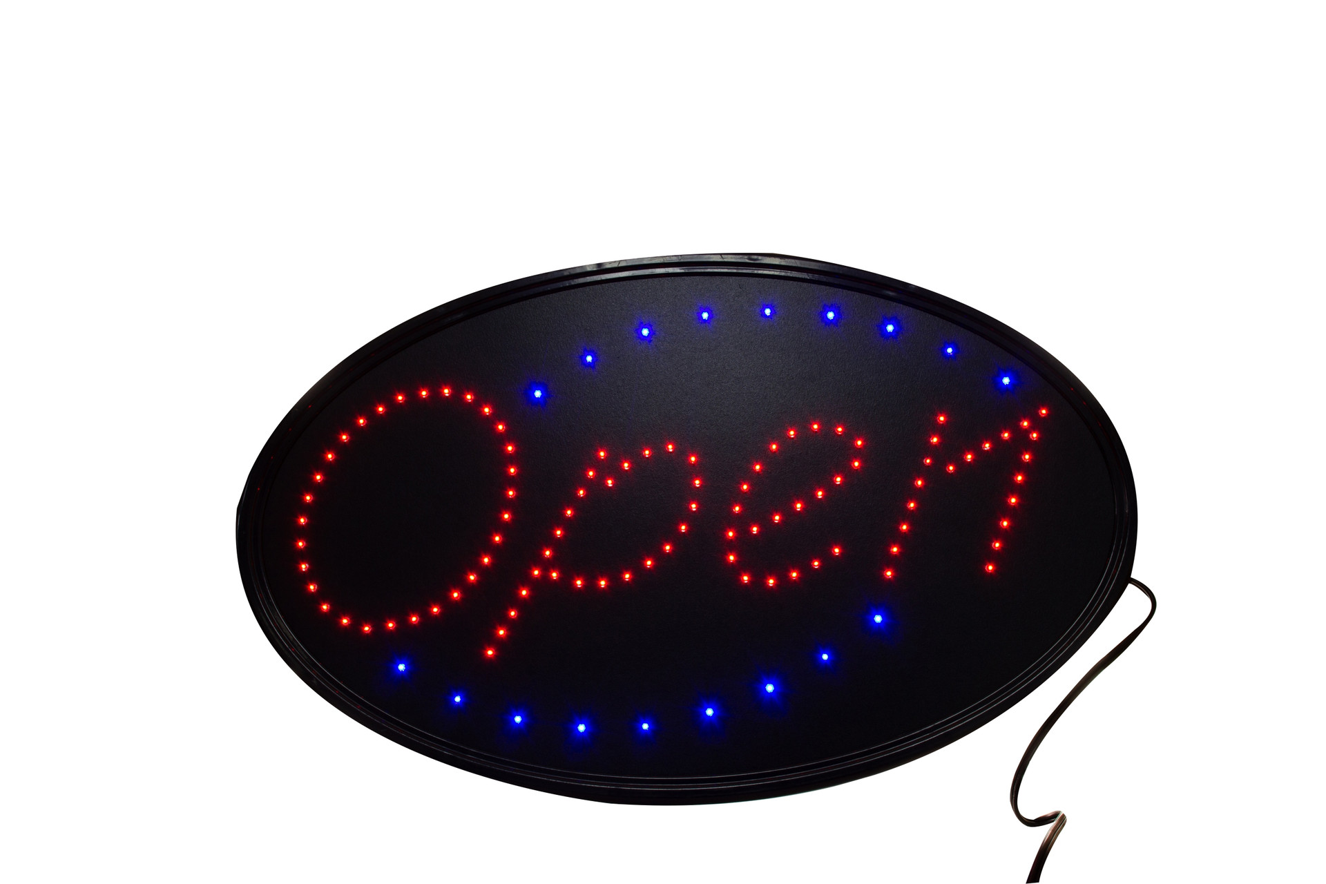LETRERO LED OPEN OVAL SHOP