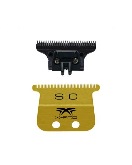 STYLECRAFT REPLACEMENT FIXED GOLD TITANIUM X-PRO HAIR TRIMMER BLADE WITH BLACK DIAMOND CARBON DLC DEEP TOOTH CUTTER SET