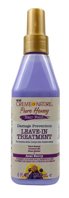 CREME OF NATURE PURE HONEY HAIR FOOD ACAI BERRY LEAVE-IN TREATMENT 8OZ