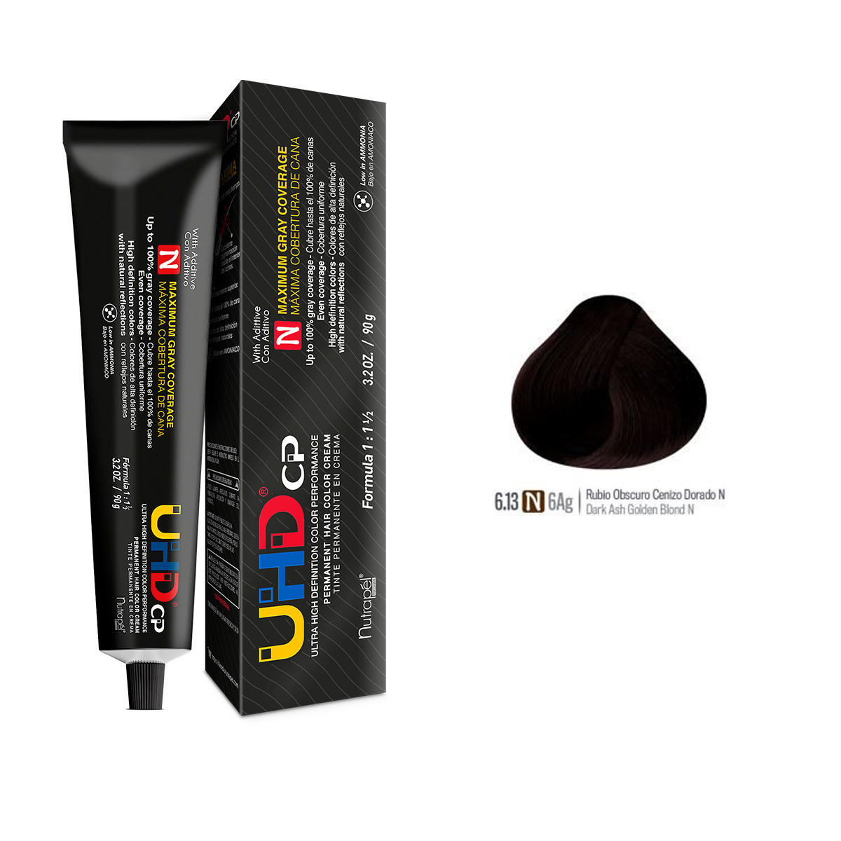 TINTE UHDCP RUBIO OSCURO CENIZA DORADO 6.13N