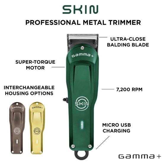 GAMMA+ SKIN PROFESSIONAL BULK BALDING SUPER TORQUE MODULAR CORDLESS HAIR CLIPPER CON CAPACIDA DE 7,200 RPM.