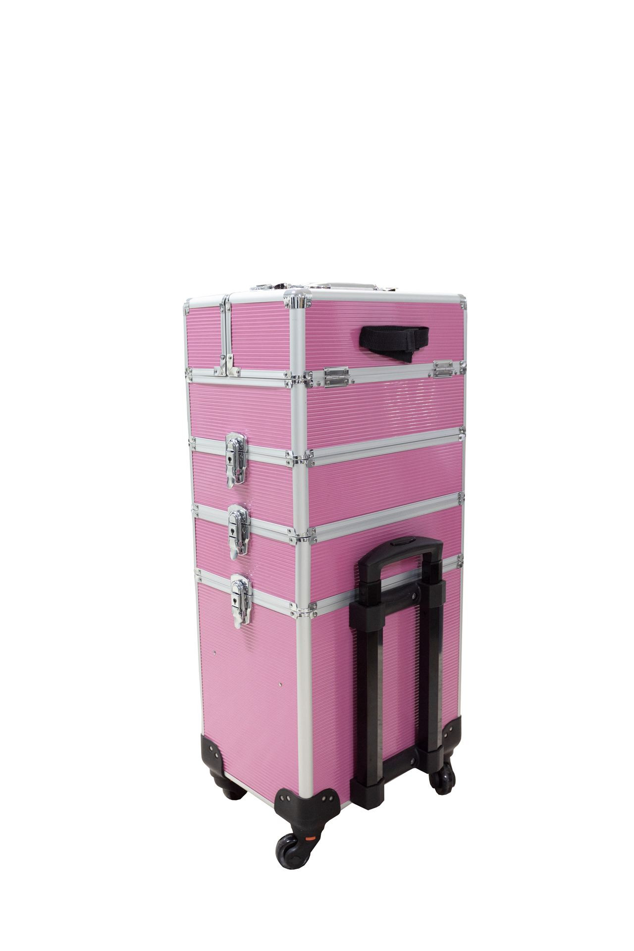 MALETA PARA ORGANIZAR MAQUILLAJES O PRODUCTOS DE UñAS PINK CON RUEDAS 5 PISOS