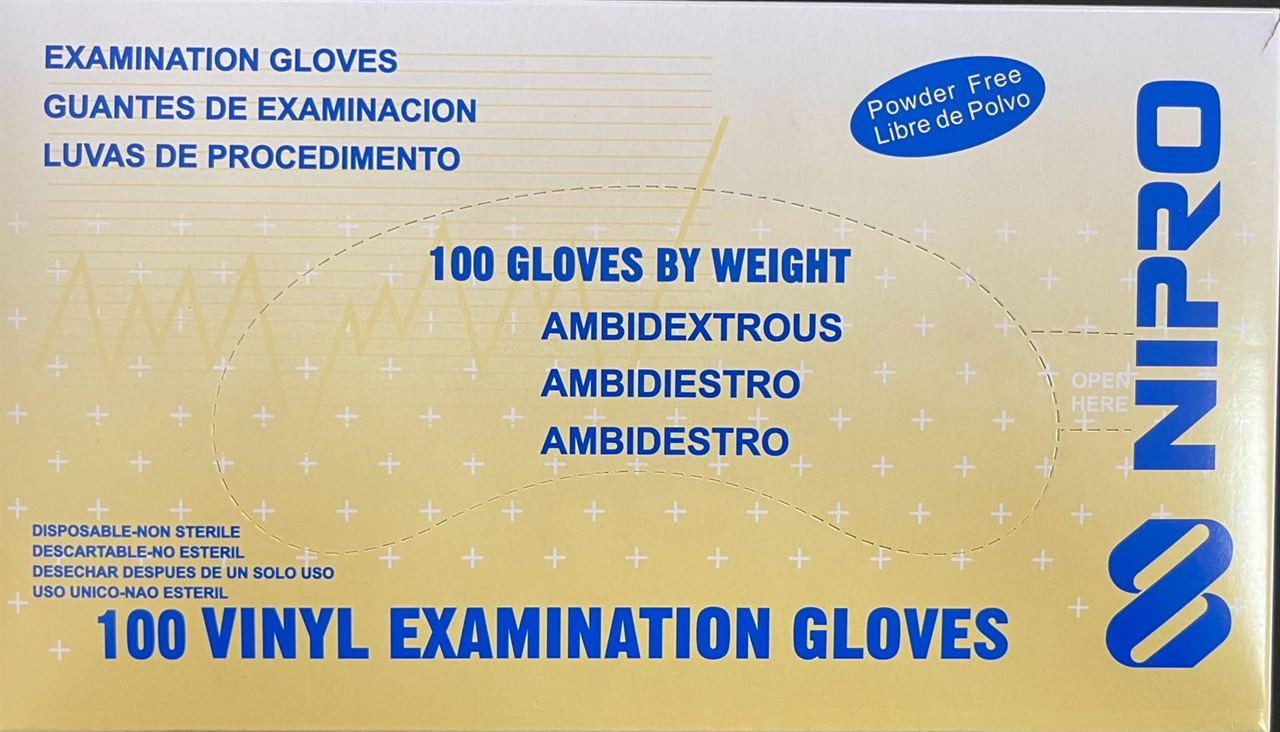 NIPRO VINYL EXAMINATION GLOVES BLUE LARGE POWDER FREE