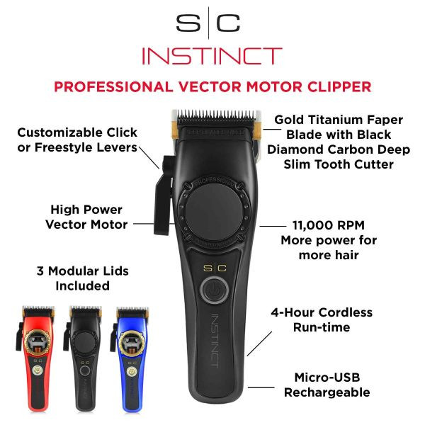 INSTICT CLIPPER- PROFESSIONAL CORDLESS HAIR CLIPPER WITH INTUITIVE TORQUE CONTROL AND VECTOR MOTOR