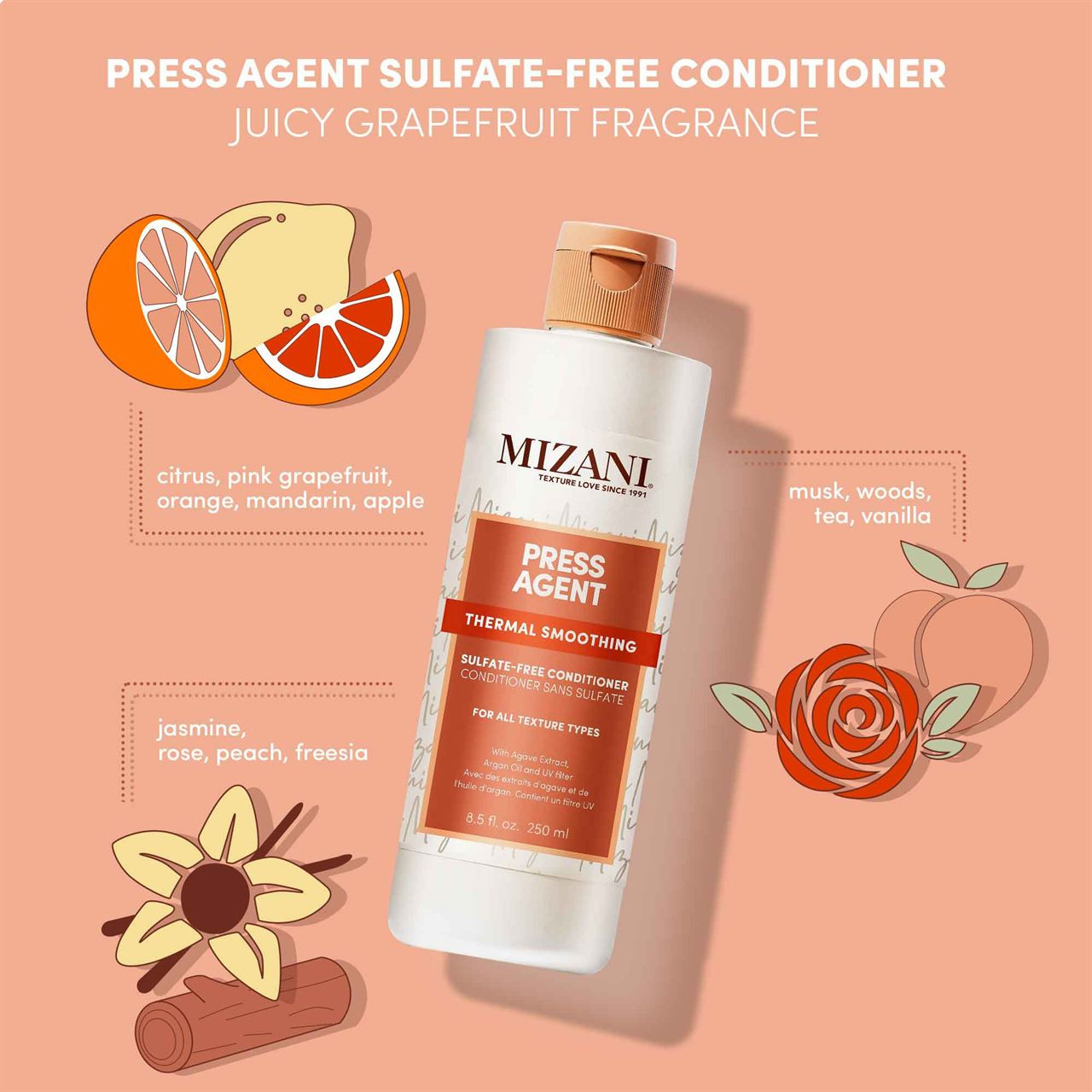 MIZANI PRESS AGENT THERMAL SMOOTHING CONDITIONER FOR DRY, FRIZZY HAIR 250ML