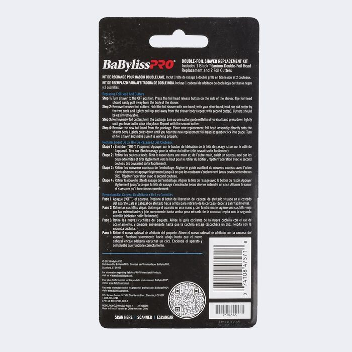 BABYLISS UV DOUBLE REPLACEMENT FOIL GUNMETAL FXLRF2
