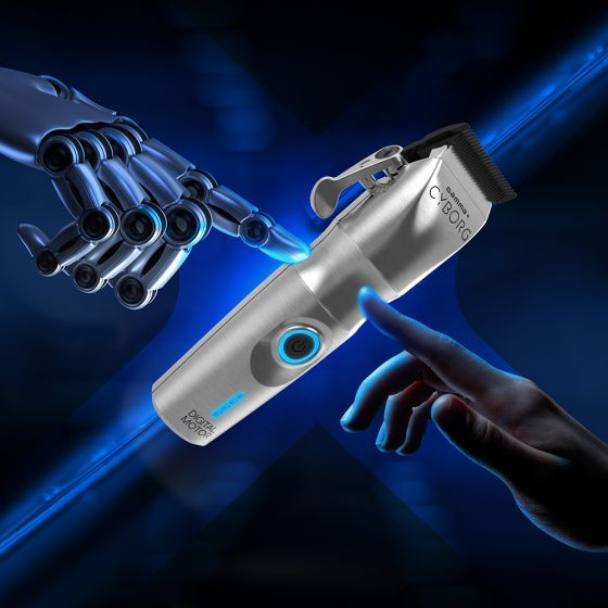 GAMMA+ CYBORG PROFESSIONAL METAL HAIR CLIPPER WITH DIGITAL BRUSHLESS MOTOR AND LEFT OR RIGHT LEVER. CUCHILLA DE CORTE DE DIENTES 2.0.