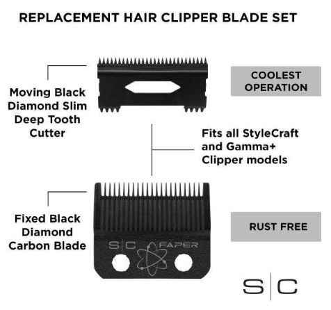 STYLECRAFT CLIPPER BLADE BLACK DIAMOND FAPER WITH MOVING CARBON SET