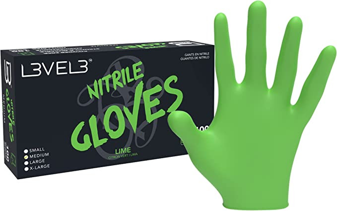 LEVEL3 NITRILE GLOVES LIME X-LARGE PK100