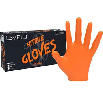 LEVEL3 NITRILE GLOVES ORANGE X-LARGE PK100