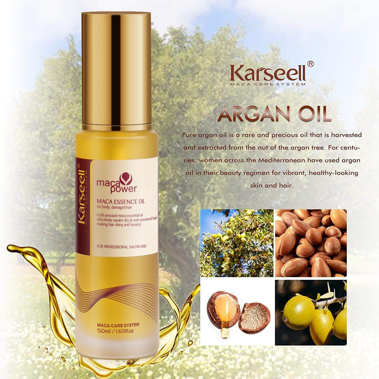 KARSEELL MACA POWER ESSENCIAL ARGAN OIL HAIR SERUM 1.69OZ