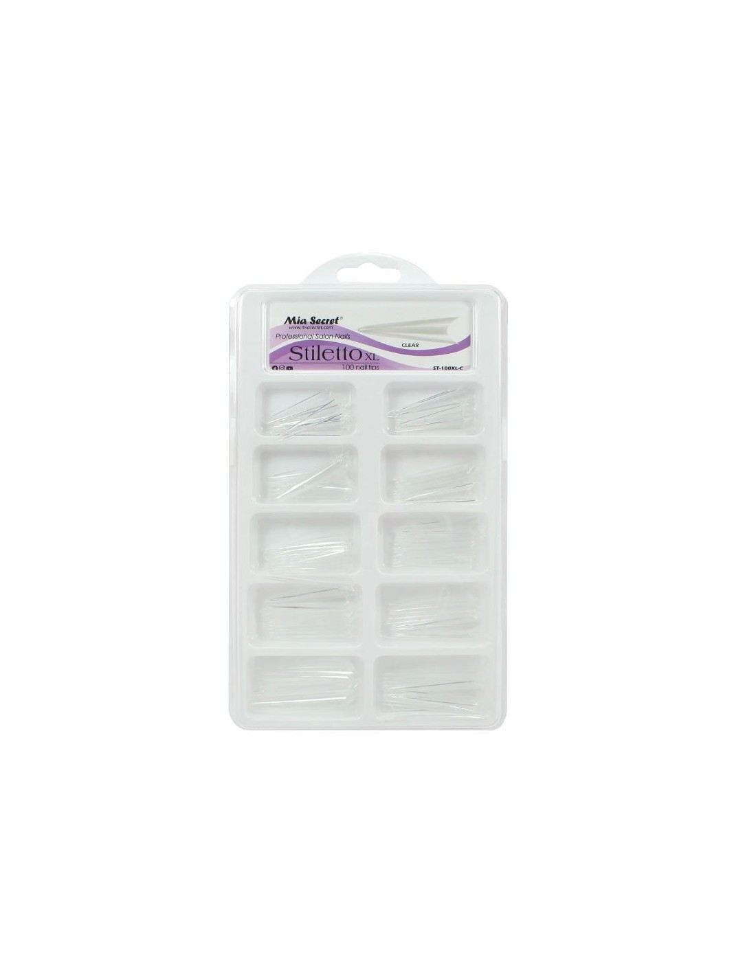 MIA SECRET TIPS STILETTO XL EXTRA LARGO CLEAR 100UND (ST-100XL-C)