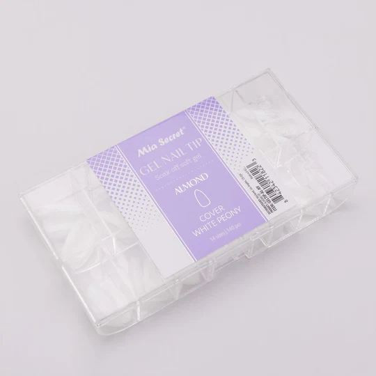 MIA SECRET GEL TIP ALMOND COVER WHITE PEONY 140 PCS