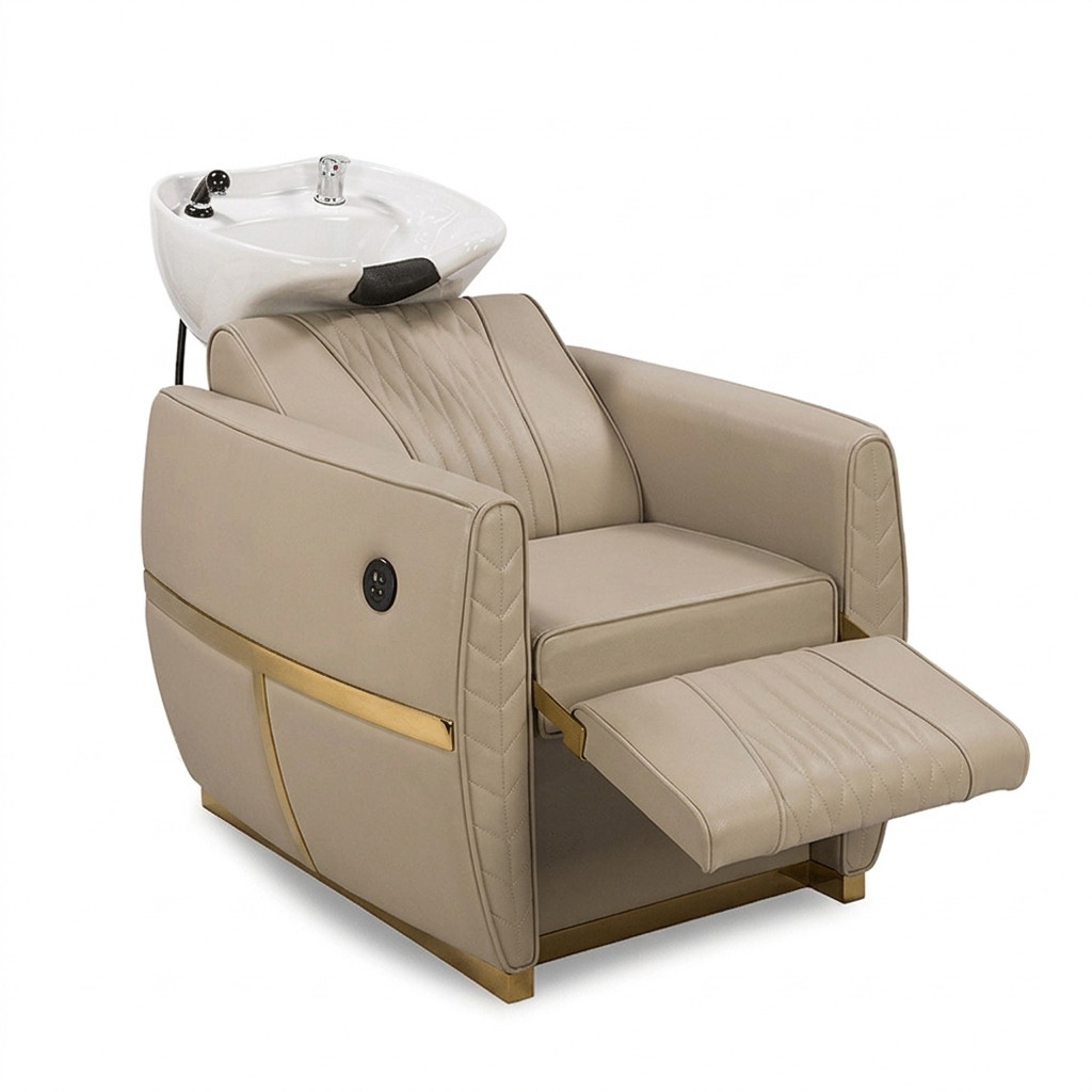 SHAMPOO BOWL CREMA & GOLD RECLINABLE