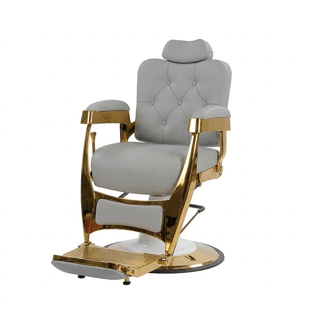 SILLA BARBER RECLINABLE GRIS & GOLD