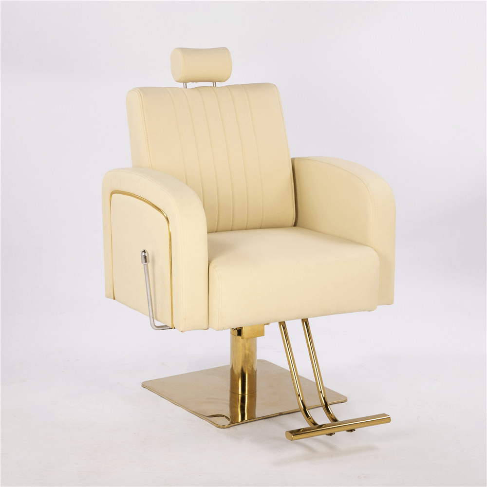 SILLA RECLINABLE CREMA & BASE GOLD