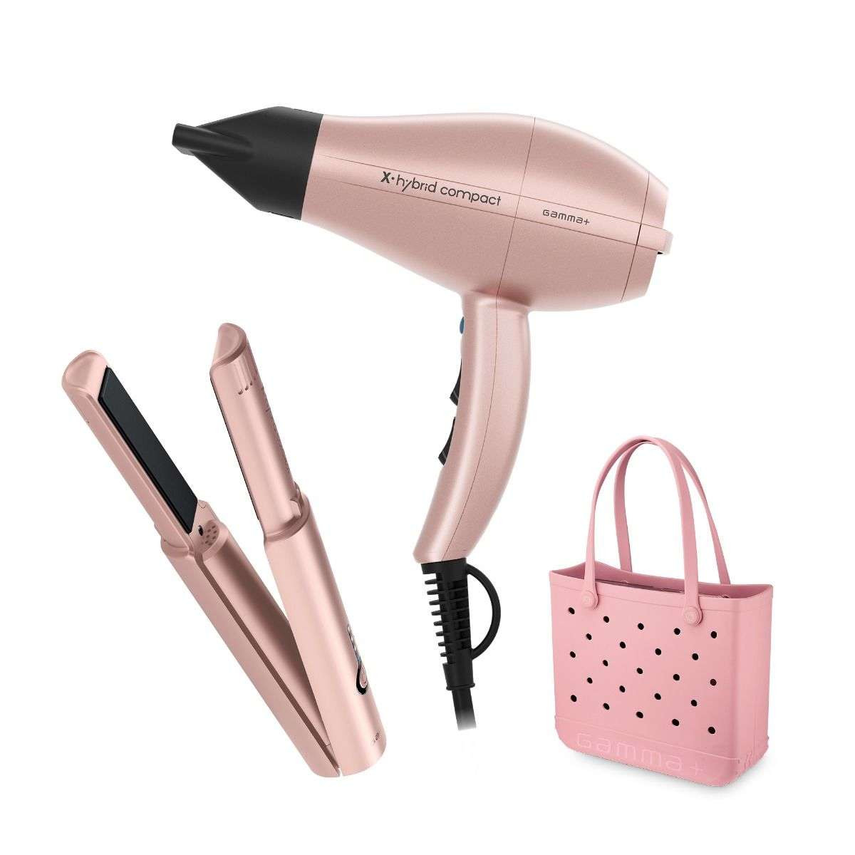 GAMMA X-HYBRID COMPACT HAIR DRYER & CORDLESS FLAT IRON WITH TOTE BAG