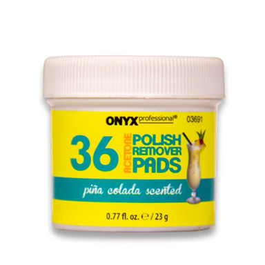 ONYX PROFESSIONAL ACETONE POLISH REMOVER PADS PIÑA COLADA SCENTED 36 PACK 0.77 OZ